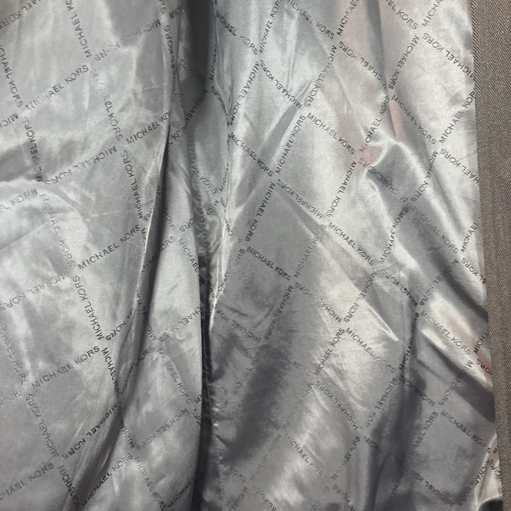 Michael Kors Mens Charcoal Herringbone Full Zip Lined Jacket Coat XL - Picture 14 of 16